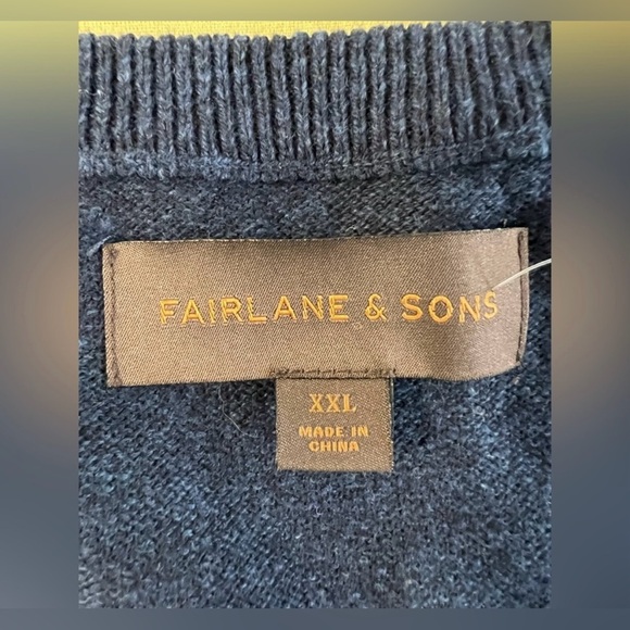NWT Fairlane & Sons Stitch Fix sweater Blue Navy Size XXL V-Neck Men - Picture 6 of 8